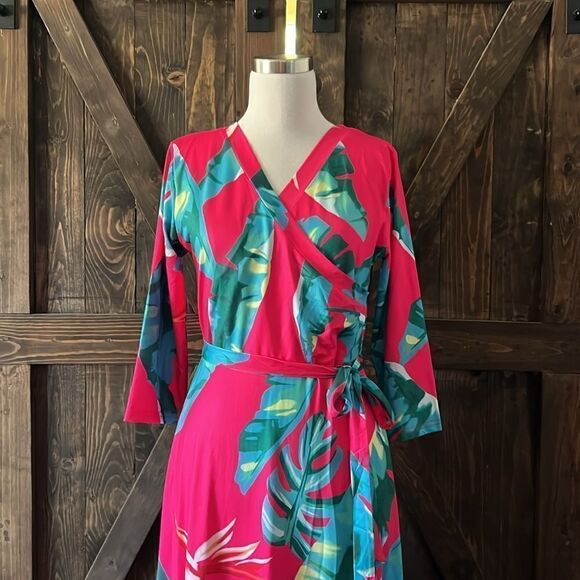 Short Sleeve Long V-Neck long Floral Maxi Dress Medium - Picture 4 of 16